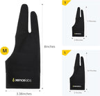 XENCELABS Drawing Glove, Breathable Artist Glove for Drawing Tablet, Two Fingers for Left Right Hand Black Size L