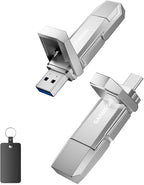 128GB USB C Flash Drive Up to 450MB/s USB 3.2 Solid State Thumb Drive 2-in-1 Dual Flash Drive Data Storage Memory Stick Compatible with Smartphone Tablet Computer Game Console