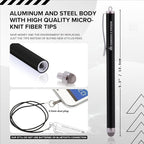 The Friendly Swede Mesh Tip Stylus Pen for Touchscreen — 3-Pack Micro-Knit Capacitive Stylus Pen for iPad & iPhone with 3 Replaceable Fiber Tips, Elastic Lanyards & Screen Cleaning Cloth