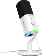 MAONO Dynamic Gaming Microphone: USB XLR Dynamic Computer Microphone with Software-RGB PC Mic for Gamer-Podcast Mic for Streaming Recording Studio YouTube Content Creation Online Chat PD100X (White)