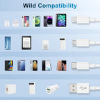 Multi Charger Cable 6Ft 2Pack, 3 in 1 Charging Cord, Universal Phone Charger, Multiple Charger Wire USB-A to Lightning/USB-Type C/Micro USB Connectors for Cellphone, Tablets and More (Charging Only)