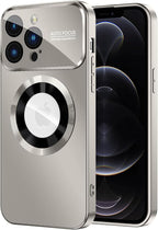 Magnetic for iPhone 12 Pro Case, Compatible with MagSafe, Built-in Camera Lens Protector, Logo View, Military Grade Drop Proof Phone Case Cover, Titanium Gray