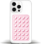 Anteel Medium-Sized Silicone Suction Phone Case Adhesive Mount, Enhanced Suction Power and Upgraded Thickened Sticky Phone Grip, Durable, Hands-Free Sticky Phone Holder, 2.28"x3.46" (Light Pink)