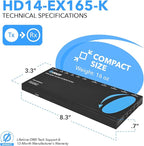 OREI 4K 1x4 HDMI Extender Splitter Over CAT6/7 Ethernet Cable Up to 4K@30Hz upto 165 ft-1080P@60Hz upto 230 ft, IR control, EDID, HDMI Loop Out (HD14-EX165-K)