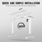 Veken 47.2 Inch Large Electric Standing Desk, Heights Adjustable, Sit to Stand Up, Work Home Office Computer Table for Study, Walking Pad, Writing, and Games, Wooden Desktop Desks, White