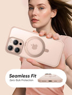 MAGIC JOHN 360° Rotatable Magnetic Invisible Stand for iPhone 15 Pro Max Case [Anti-Slip Grip] [Compatible with MagSafe] 16FT Shockproof for iPhone 15 Pro Max Case with Kickstand, Rose Gold
