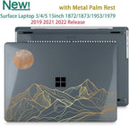 Tuiklol Case for 15 Inch Microsoft Surface Laptop 5/4/3 2022-2020, Model 1979/1953/1872/1873 Hard Shell Cover, Keyboard Cover+Screen Protector+Dust Plugs,Moon and Mountain