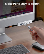 ORICO USB Hub 3.0, Clamp USB Hub with Extra Power Port, 3 USB-A Data Ports, USB-C Port for Monitors, Desks(Silver)