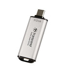 Transcend 512GB External SSD, USB 3.2 Gen2, Up to 1,050MB/s, Portable SSD with Type C, for Steam Deck, ROG Ally, MSI Claw, Windows & Mac, iPhone, iPad, Android, PS5, Xbox, Smart TV, Silver