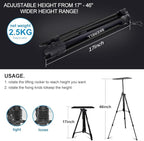 Portable Projector Stand Tripod Adjustable: Universal Laptop Standing Height from 17" to 46" with Carry Bag for Projectors Laptops Photography