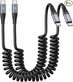 USB C to C Cable 3ft 2Pack Coiled USB C Charger Cable for Car Type C Fast Charging Cable for iPhone 16/15/Plus/Pro/Pro Max/Samsung Galaxy S23