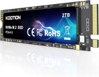 KOOTION 2TB NVMe Internal SSD PCIe 4.0, M.2 2280 NVMe Gen 4 Internal Solid State Drive Up to 5000MB/s, Storage Memory for PC
