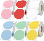 6 Rolls 2 Inch 6-Color Assorted Circle Direct Thermal Stickers Labels, Self-Adhesive Round Direct Thermal Labels for Business, DIY, Code, Name Tag, Envelope Seal - 4500 Labels