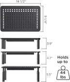 EVOOMI Back Saver Monitor Stand for Desk - 2 Pack Monitor Riser with Drawer - Gain 5 Weeks a Year, Less Pain & Peak Productivity with Anti Skid Mesh Metal Computer Stand for Laptop, Printer & iMac
