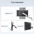 HUANUO Triple Monitor Stand - Full Motion Articulating Gas Spring Monitor Mount Fit Three 17 to 32 inch LCD Computer Screens with Clamp, Grommet Kit