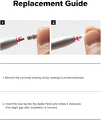 Ringke Apple Pencil Tips [3 Pack/Replacements for All Generations] Compatible with Apple Pencil Pro, 1st, 2nd Gen, USB-C Accessories, Clean & Neat Feel Nib - Metal (Matte Clear)