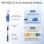 37M/121FT LC to LC Armored Outdoor Fiber Optic Cable, Single Mode Duplex 9/125μm SMF Fiber Patch Cord, OS1/OS2 Compatible, Black LSZH Jacket, Uniboot Jumper for FTTH, Data Center, Long-Distance Use