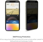 ZAGG InvisibleShield Glass Elite Privacy 360 Screen Protector for Apple iPhone 14 Pro - Four-Way Privacy Filter, 5X Stronger, EZ Apply Install