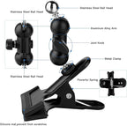 Clamp Phone Stand Holder for Desk/Table/Glass/Baffle/Easel/Guitar Head,360°Adjustable Aluminium Alloy Arm Metal Phone Mount,Compatible with iPhone/Nexus/HTC/LG/Huawei/Smart Phones