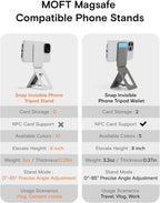 MOFT Phone Stand, Magnetic Phone Tripod Stand Stain-Resistant MOVAS Leather & Angle Adjustment & Strong Magnets Tripod for iPhone 16/15/14/13/12 (Included Metal Ring)-Peppermint