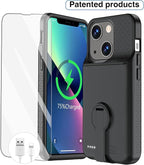 Battery Case for iPhone 13/13 Pro/14/14 Pro Charging Case with Stand 7000mAh Rechargeable Ultra-Slim Anti-Fall Protection Extended Charger Cover for iPhone 14/14Pro/13/13 Pro Battery Case 6.1" Black