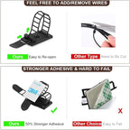 Adhesive Cable Management Clips, 100Pcs Adjustable Nylon Cable Strap Ties Wire Clips Clamps Organizer with Strong Adhesive Tape, Extra Screw & Hole for Strong Fixation Home Office - 3.55 Inch Black