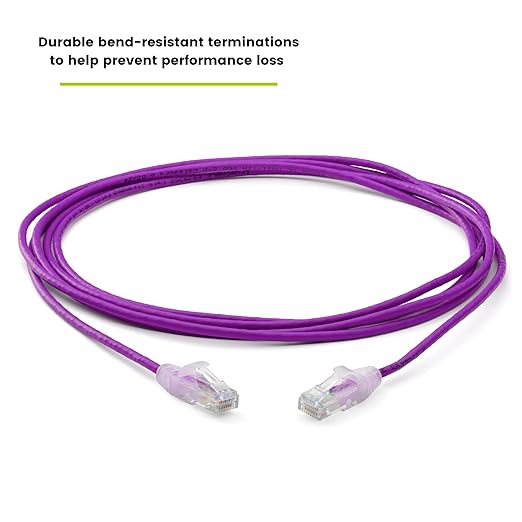TRUECABLE Cat6 Component Rated Patch Cable, Unshielded (U/UTP), 10ft, Purple, 28AWG Solid Copper, Snagless 10G High-Speed Ethernet Cable, PoE++ 4PPoE 100W, UL Listed, RoHS-3, 1 Pack