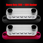 2 x M6 (1/4") Power Distribution Block Bus Bar 12V with 5 x M4 (#8) Screws, Ampper 4.3" 150A Marine BusBar Battery Distribution Block W/Cover for Car Boat Solar (Red & Black)