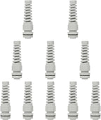 LeMotech 10Pcs NPT 1/4" IP68 Waterproof Cable Gland Flex Spiral Strain Relief Grey Nylon Joint with Gaskets for 4-8mm Wire Thread