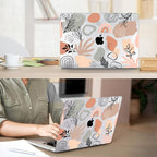 Compatible with 2025 2024 2023 2022 MacBook Air 13.6 inch Case M4 A3240 M3 A3113 M2 A2681 with Touch ID, Plastic Hard Shell Case&Keyboard Cover&Screen Protector&Webcam Cover, Abstract Leaf