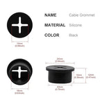 Desk Grommet, 3/4 Inch Flexible Rubber Grommets, Silicone Cable Cord Grommet Wire Hole Cover for Desk, Table and Other Furnitures(12Pack)