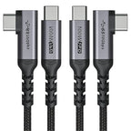 USB C to USB C Cable 100W,[2-Pack 6.6ft Right Angle] USB 3.1 Fast Charging Cord 90 Degree 20V/5A Type C PD Cable Compatible for iPhone 15/15 Plus/15 Pro/15 Pro Max/MacBook Pro 2022