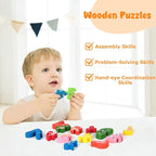 LovesTown Rooster Wooden Puzzles for Toddlers, Montessori ABC Learning Toys for Kids Ages 3-6, 26 Letters, Colorful Educational GIFS