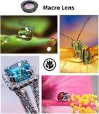 APEXEL 4 in 1 Phone Photography Kit, 18X Telephoto Lens, 198° Fisheye Lens, 15X Macro Lens, 0.63X Wide Angle Lens, Set with Flexible Phone Tripod, for iPhone 13/12/11/XS Max/XR/XS/X Samsung One Plus