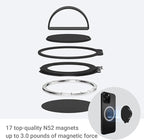 Grat 3 Upgraded Magnetic Phone Grip Stand, 360° Rotatable Silicone Strap Phone Loop Holder, Detachable Ring Kickstand Compatible with Magsafe iPhone 16 15 14 13 12 Pro/max, Black