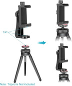 Neewer Smartphone Holder Phone Tripod Mount Compatible with iPhone 16 15 Pro Max Plus 14 13 12 Mini Samsung Galaxy S24 S23 Ultra, Cell Phone Clip Vertical Bracket Adapter for Tripod with 1/4" Screw