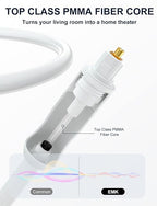 EMK White Optical Audio Cable [3ft/1M] - Digital SPDIF Toslink Fiber Optic Cable for Sound Bar, TV, Home Theater, Blu-ray Player - White, High-Speed, Low-Loss, Gold-Plated Connectors