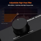 Douk Audio A5 2 Channel TPA3255 Stereo Amp, 300 Watts x2 Mini Hi-Fi Audio Power Amplifier Class D for Home Theater System, Passive Bookshelf Tower Speakers with High-Pass Filter + 48V Power Supply