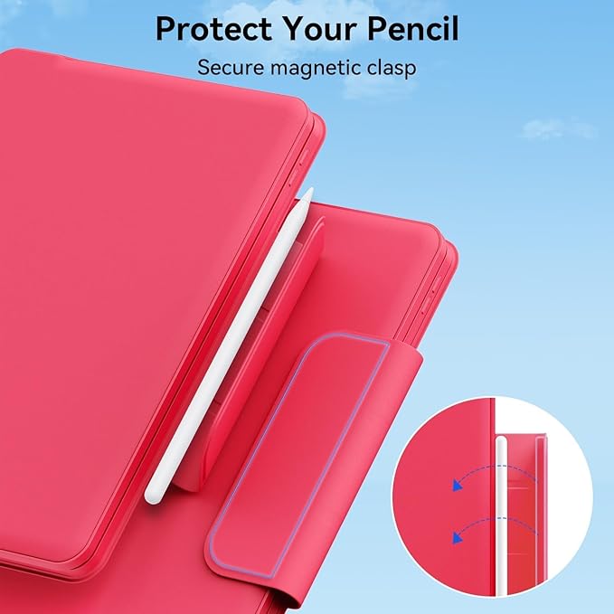 for iPad 9th Generation Case with Keyboard,Magic Style Keyboard Case for iPad 9th/8th/7th Gen 10.2 inch - Floating Cantilever Magnetic Stand Multi-Touch Trackpad (Rose Red)