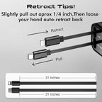Retractable Car Charger, 4 in 1 Fast Charging USB-C & USB-A Compatible with iPhone 16/15/14/13/12/11 Pro Max, 69W Fast Car-Charger Cigarette Lighter Adapter for Galaxy, Pixel (Light-ning+USB-C) Grey