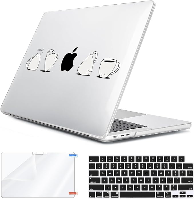 for 2025 2024 2023 2022 MacBook Air 13 inch Case M4 A3240 M3 A3113 M2 A2681 with Touch ID& 13.6" Liquid Retina Display, Plastic Hard Shell&Keyboard Cover&Screen Film&Webcam Cover, Cups