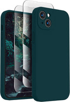 FireNova Designed for iPhone 13 Case, Silicone Upgraded [Camera Protection] Phone Case with [2 Screen Protectors], Soft Anti-Scratch Microfiber Lining Inside, 6.1 inch, Teal