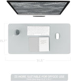 YSAGi Non-Slip Leather Desk Pad, Waterproof Laptop Computer Desk Keyboard Mat, Table Protector Blotter Mat, Large Mouse Pad for Office/Work/Home/Decor(Silver-Grey, 31.5" x 15.7")