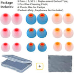 Earbuds Replacement Tips Silicone Earbud Tips Ear Gels Fit for Inner Hole from 3.8mm - 5.1mm Earphones 9 Pairs S/M/L