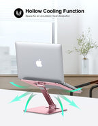 Foldable Laptop Stand, Height Adjustable Ergonomic Computer Stand for Desk, Aluminum Portable Laptop Riser Holder Mount Compatible with MacBook Pro Air, HP, Dell 10-16" (Pink)