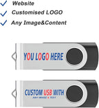 Personalized Flash Drives 256MB, Wooolken Customizable USB 2.0 Thumb Drives 10/20/50/100 Pack, Logo Memory Stick Custom Flash Drive Engraved Logo (Mixcolors)