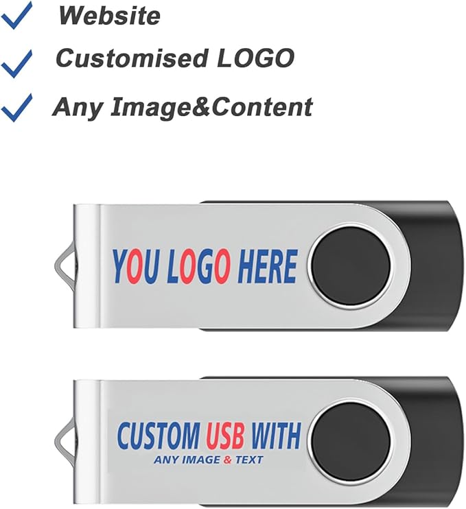 Personalized Flash Drives 512MB, Wooolken Customizable USB 2.0 Thumb Drives 10/20/50/100 Pack, Logo Memory Stick Custom Flash Drive Engraved Logo (Mixcolors)