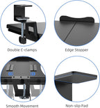 suptek Large Keyboard Tray Under Desk Pull Out with C Clamp Mount, Computer Keyboard & Mouse Tray, 34 (38 Including Clamps) x 11.8 inch Slide-Out Platform Computer Drawer for Typing, Black, DSF1LB