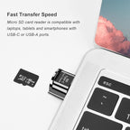 Type C Micro SD Card Reader, BorlterClamp USB C TF Card Reader Adapter with Keychain, Compatible with MacBook, iPhone 15,Laptops, Galaxy Phones and More