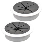 Desk Grommet 2-3/8" (60 mm), Desk Hole Cover for Cables White and Black, Cable Grommet ABS Plastic, Desk Hole Grommet for Office and Home Table Cable, Flexible Cable Cord Organizer-2 Pcs